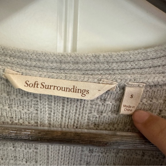 Soft surroundings, oatmeal open front knit cardigan women small - Picture 7 of 12